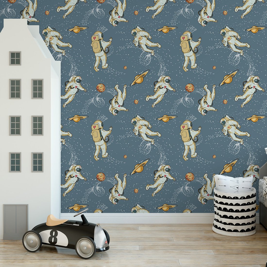 Tapeta - dziecięca, astronauci, planety,