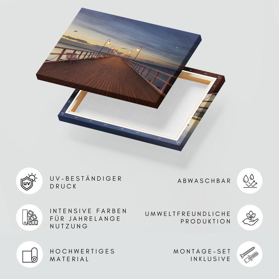 Obraz na płótnie - molo, morze, zmierzch