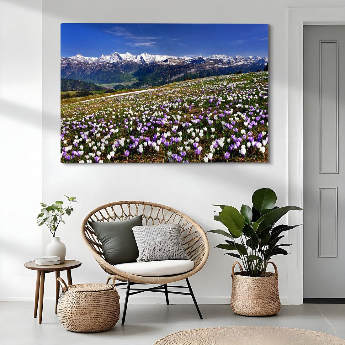 Obraz na płótnie - kwiaty, góry, krajobraz
