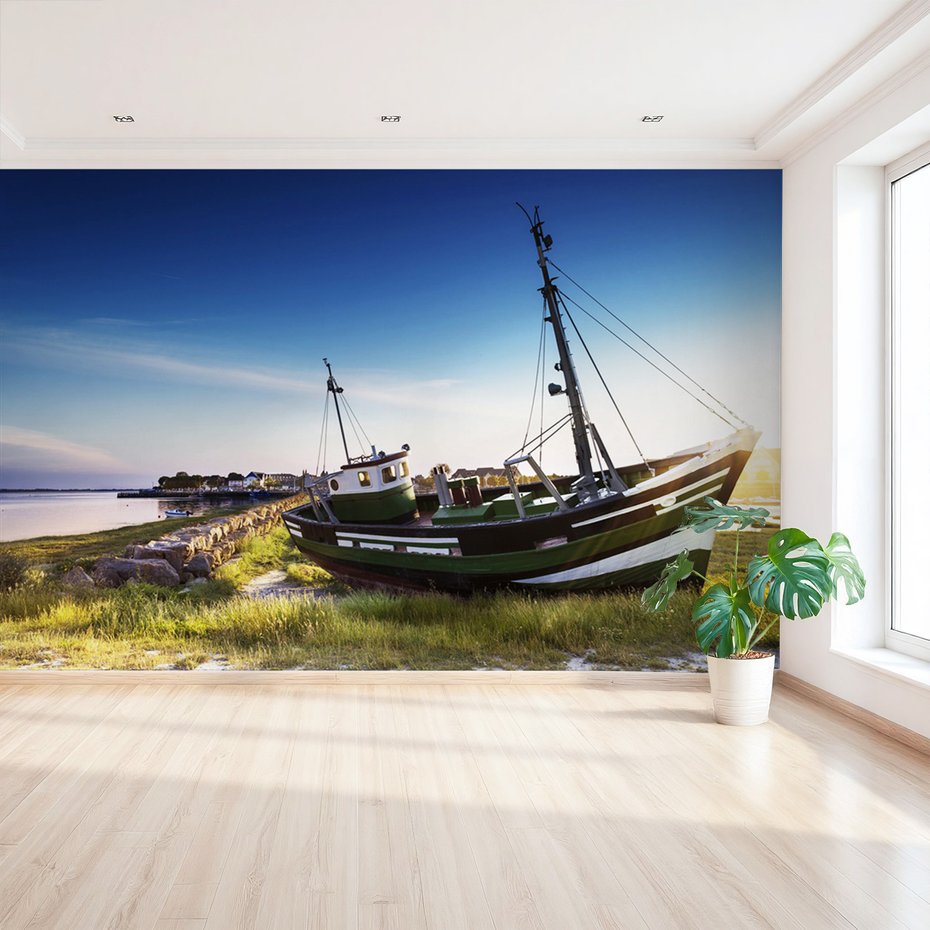 Fototapeta - łódź, morze, plaża