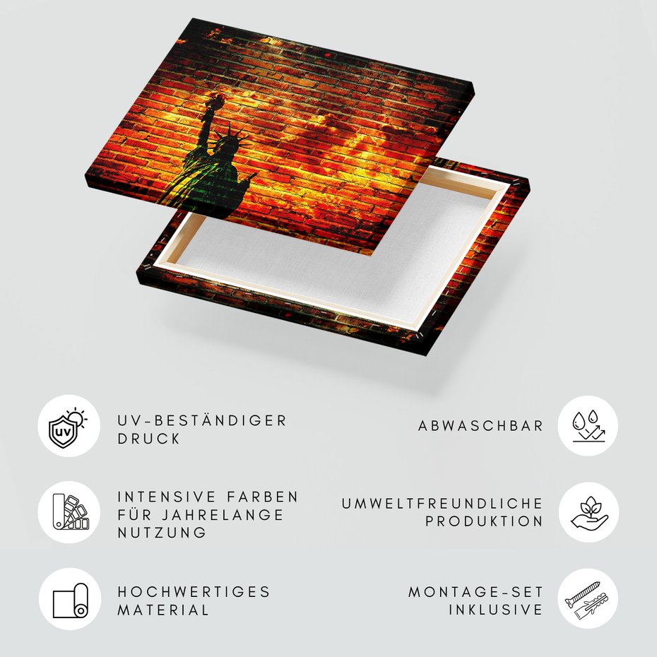 Obraz na płótnie - Statua Wolności, Mur, Czerwony