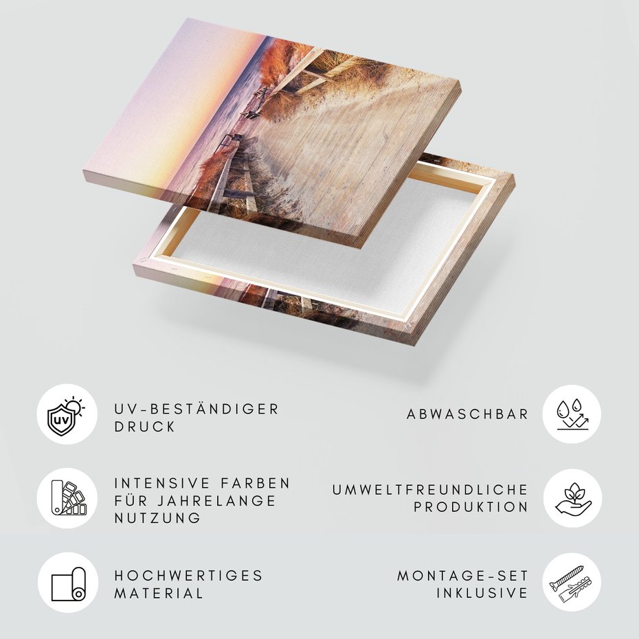 Obraz na płótnie - plaża, morze, zachód słońca