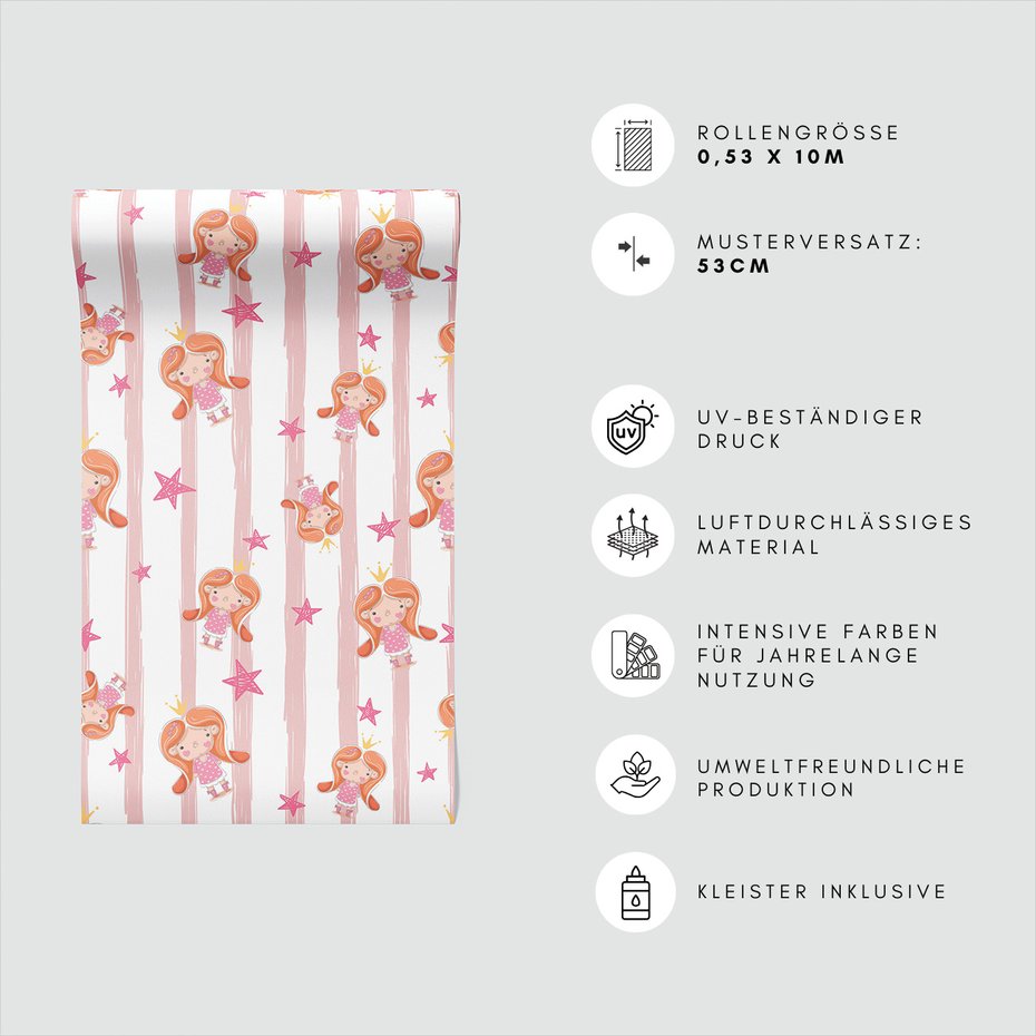 Tapeta - dziecięca, księżniczka, gwiazdy,