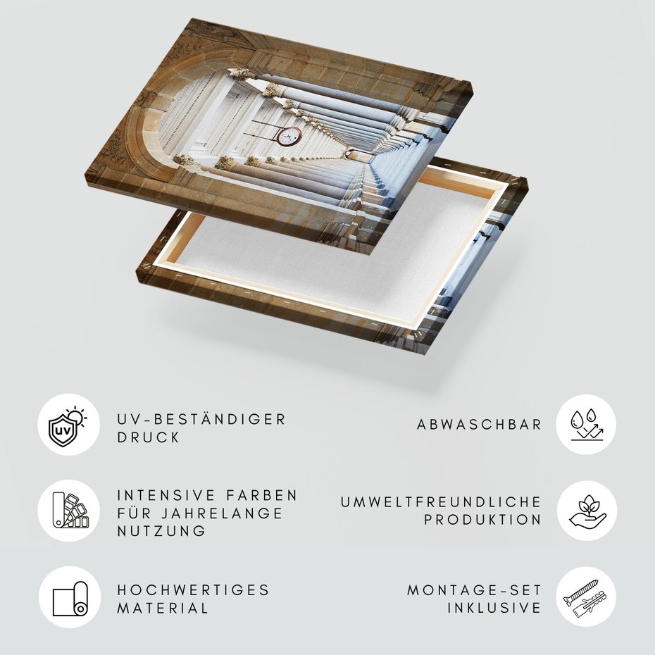 Obraz na płótnie - kolumnada, architektura, zegar