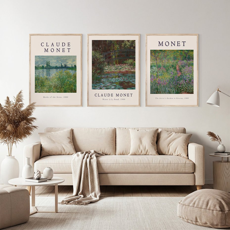 Zestaw obrazy w ramie, plakaty - Monet, Impresjonizm, Natura - rama drewno