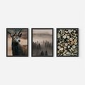 Zestaw obrazy w ramie, plakaty - las, drewno, natura - rama czarna