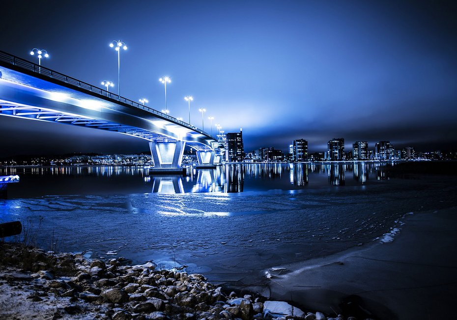 Fototapeta - most, miasto, noc