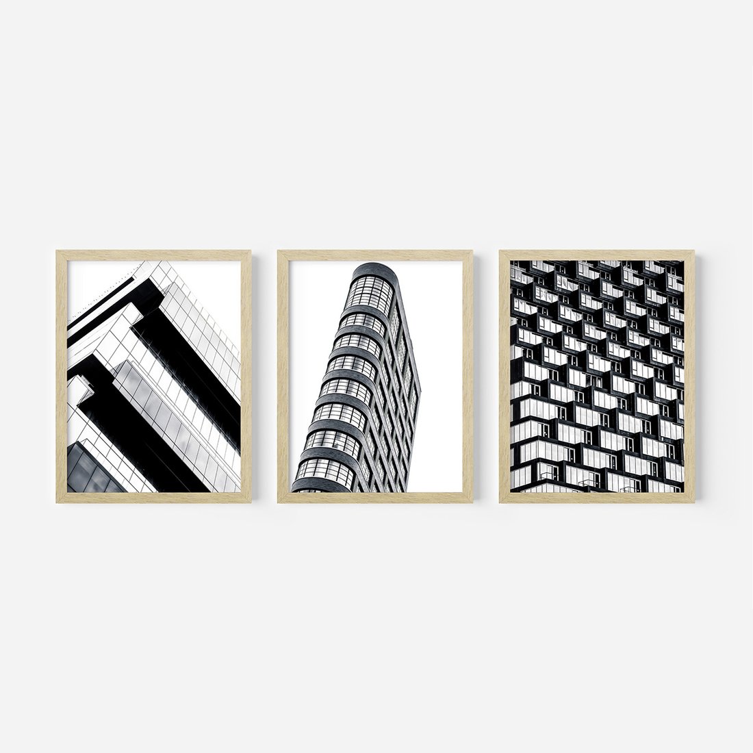 Zestaw obrazy w ramie, plakaty - architektura, budynki, miasto - rama drewno