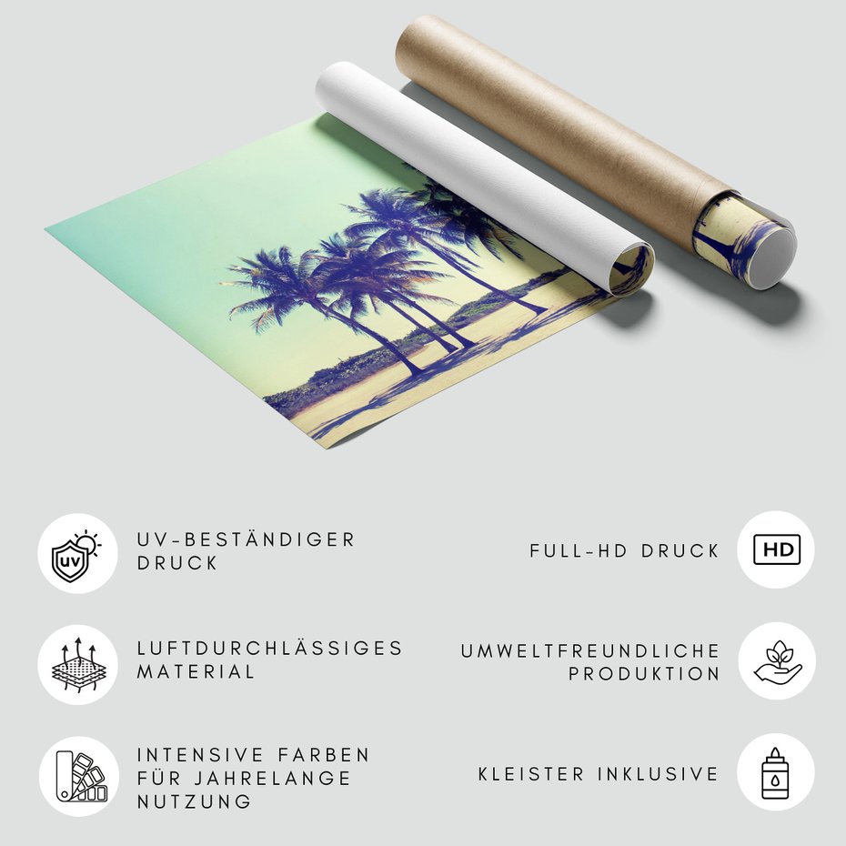 Fototapeta - palmy, plaża, niebo