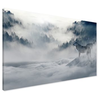 Obraz na płótnie - wilki, mgła, lasy