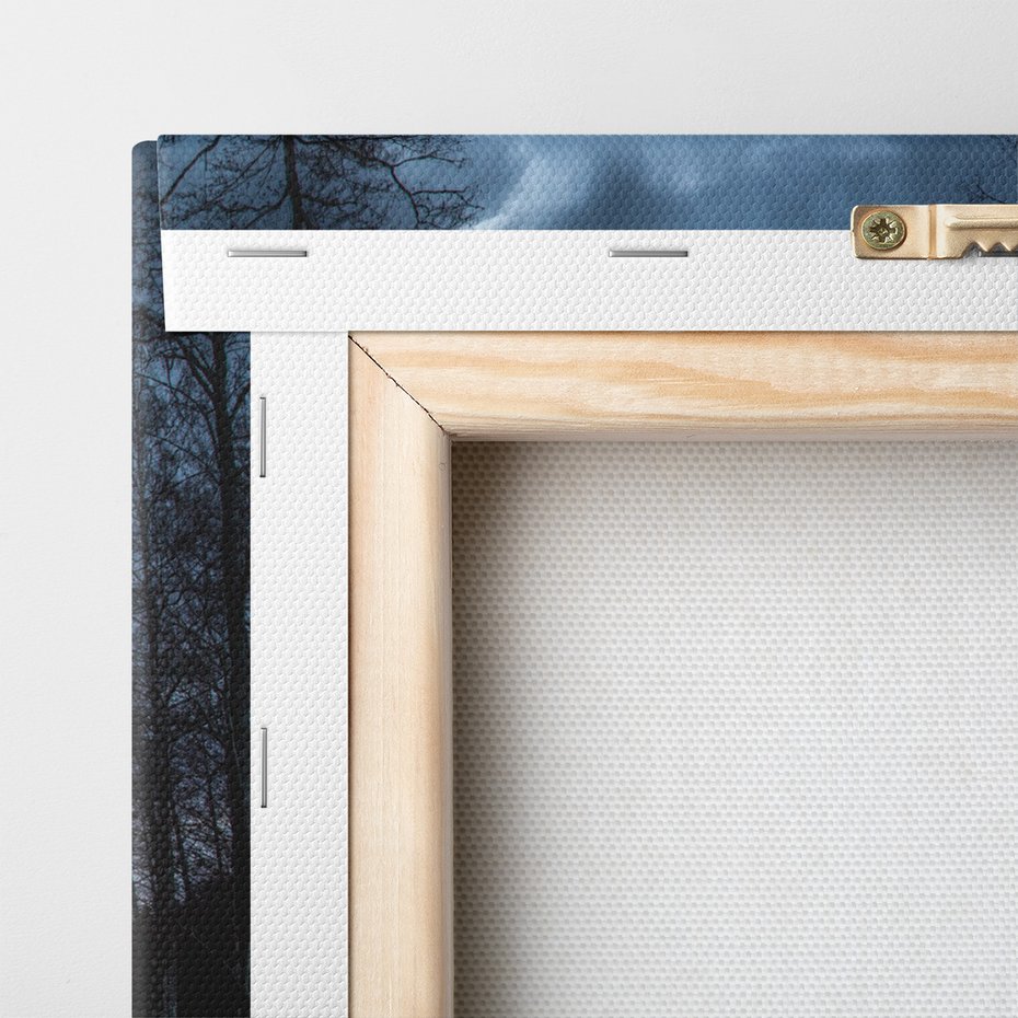 Obraz na płótnie - zachód słońca, jezioro, drzewa