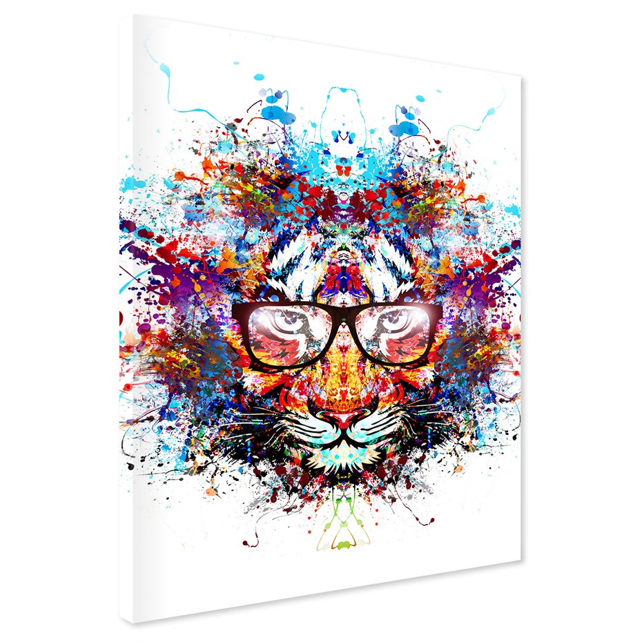Obraz na płótnie - tygrys, abstrakcja, okulary