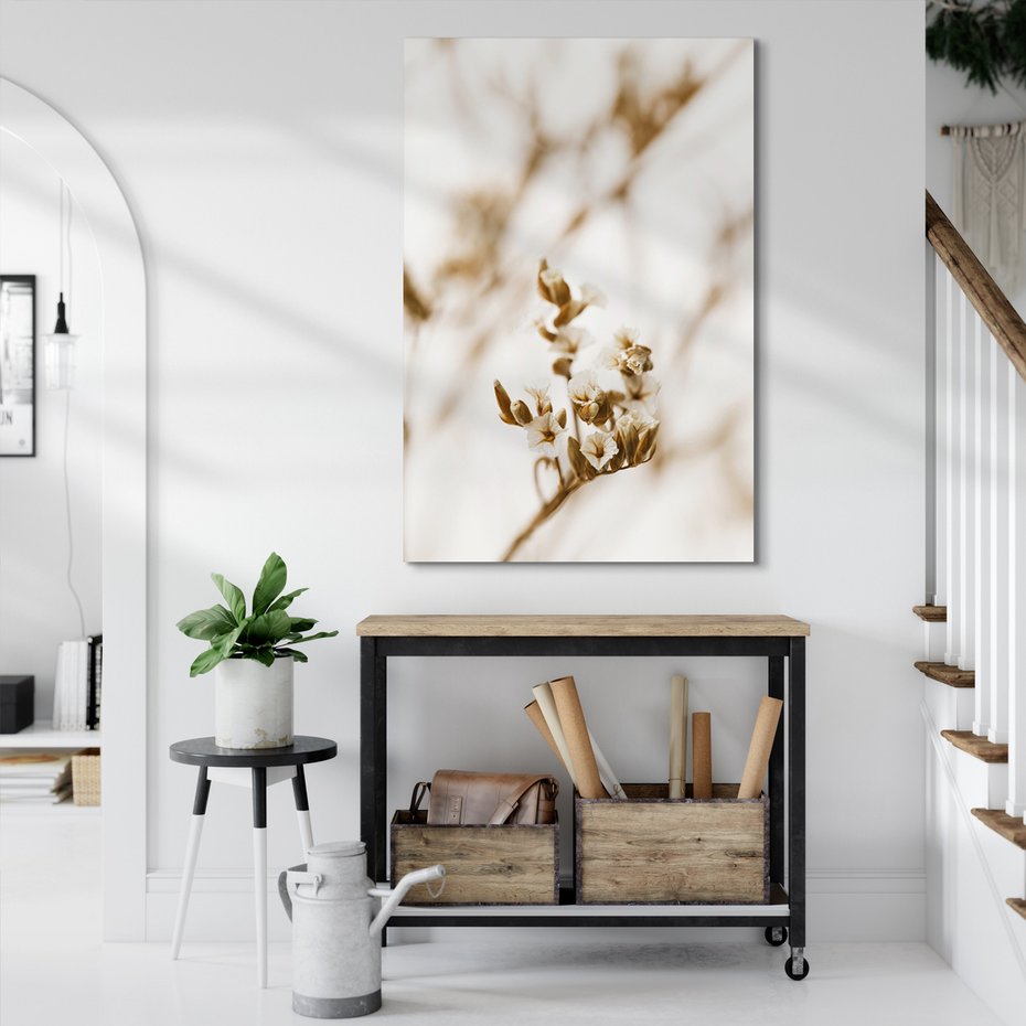Obraz na płótnie - kwiaty, beżowy, delikatny