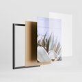 Zestaw obrazy w ramie, plakaty - rośliny, drzwi, drewno - rama czarna
