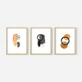 Zestaw obrazy w ramie, plakaty - abstrakcja, geometryczne, kształty - rama drewno