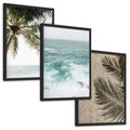 Zestaw obrazy w ramie, plakaty - palma, morze, cień - rama czarna