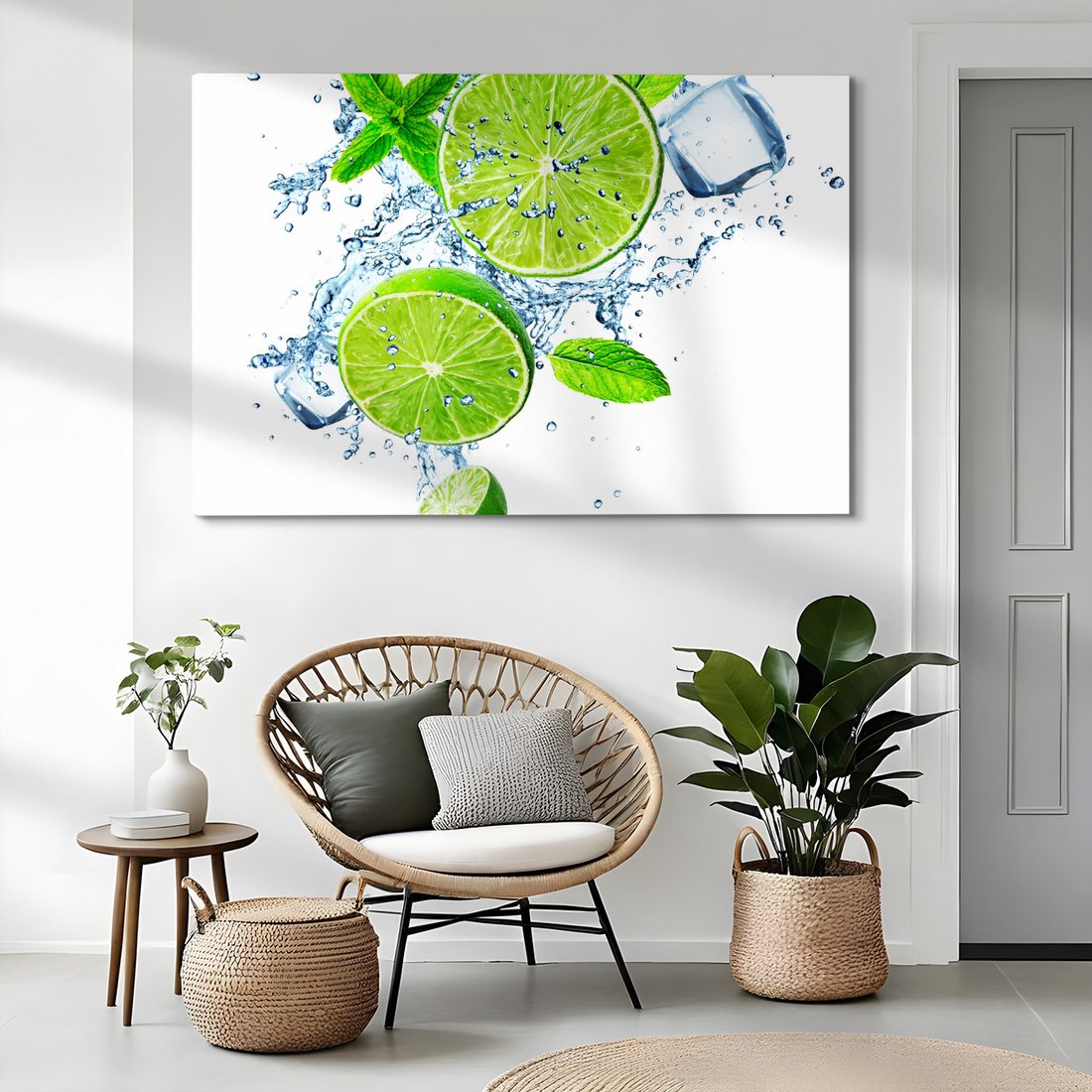 Obraz na płótnie - limonka, lód, mięta