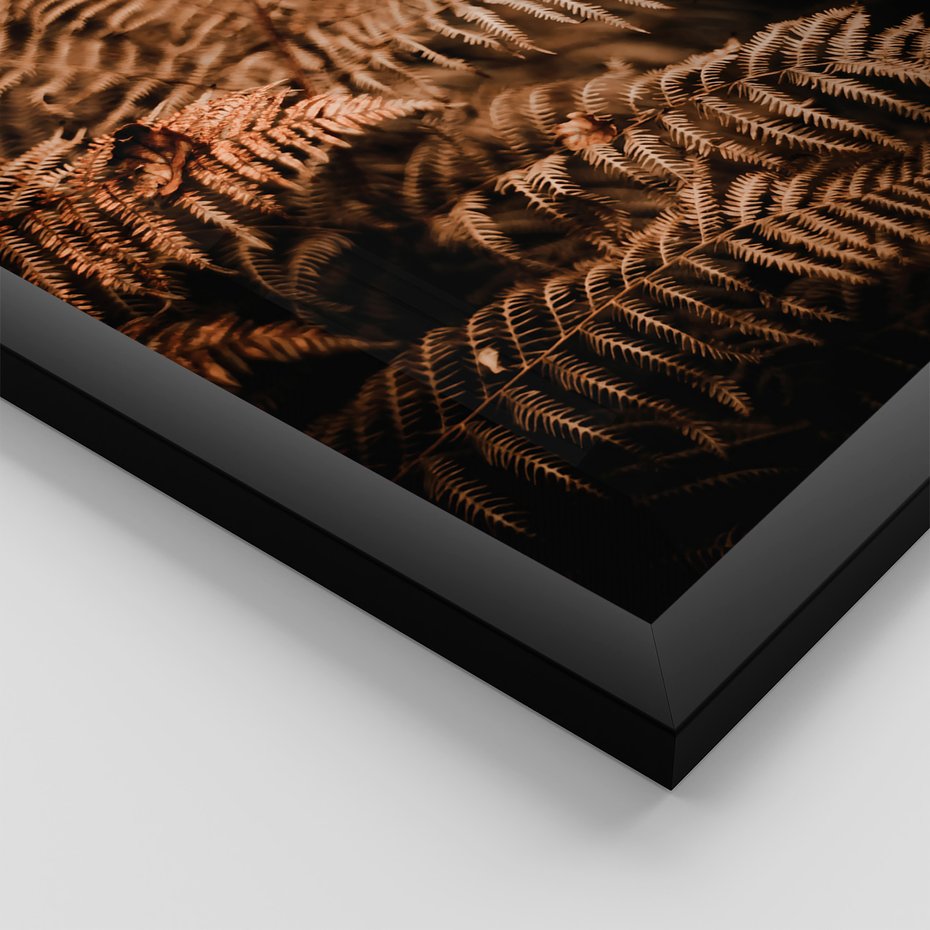 Zestaw obrazy w ramie, plakaty - jesień, liście, brązowy - rama czarna