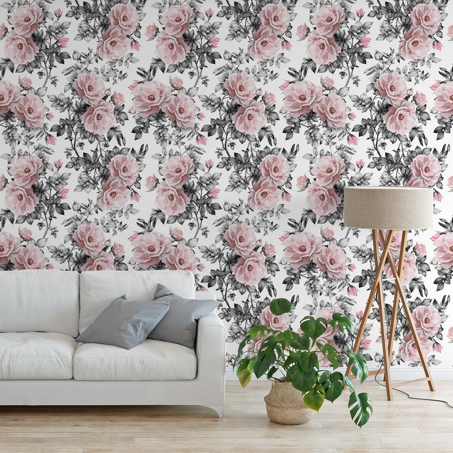 Tapeta - kwiaty, liście, róże