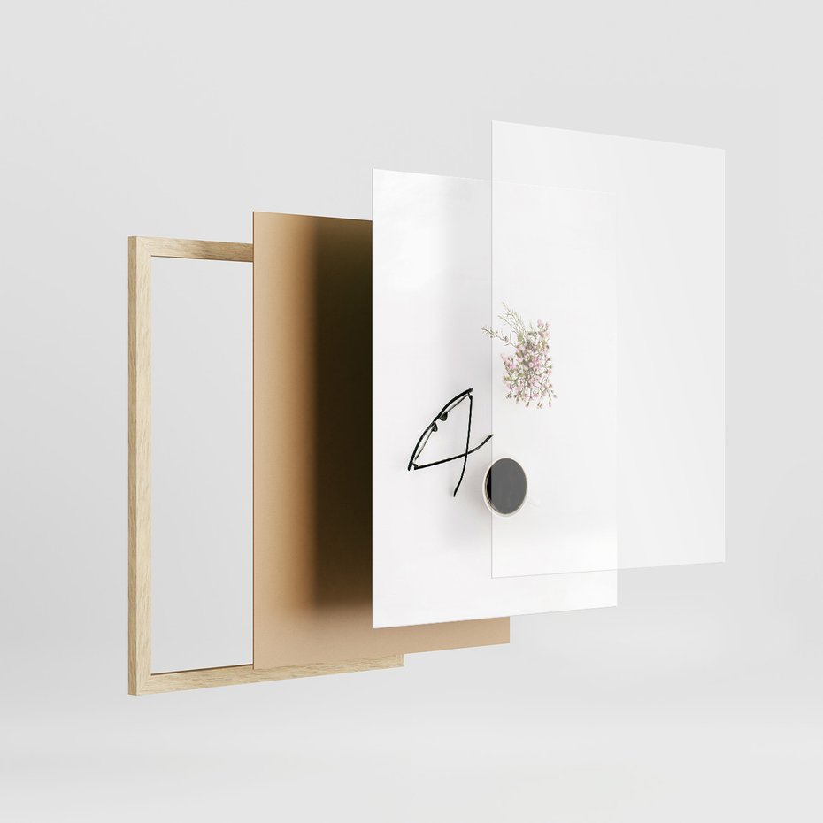 Zestaw obrazy w ramie, plakaty - kwiaty, okulary, kompozycja - rama drewno