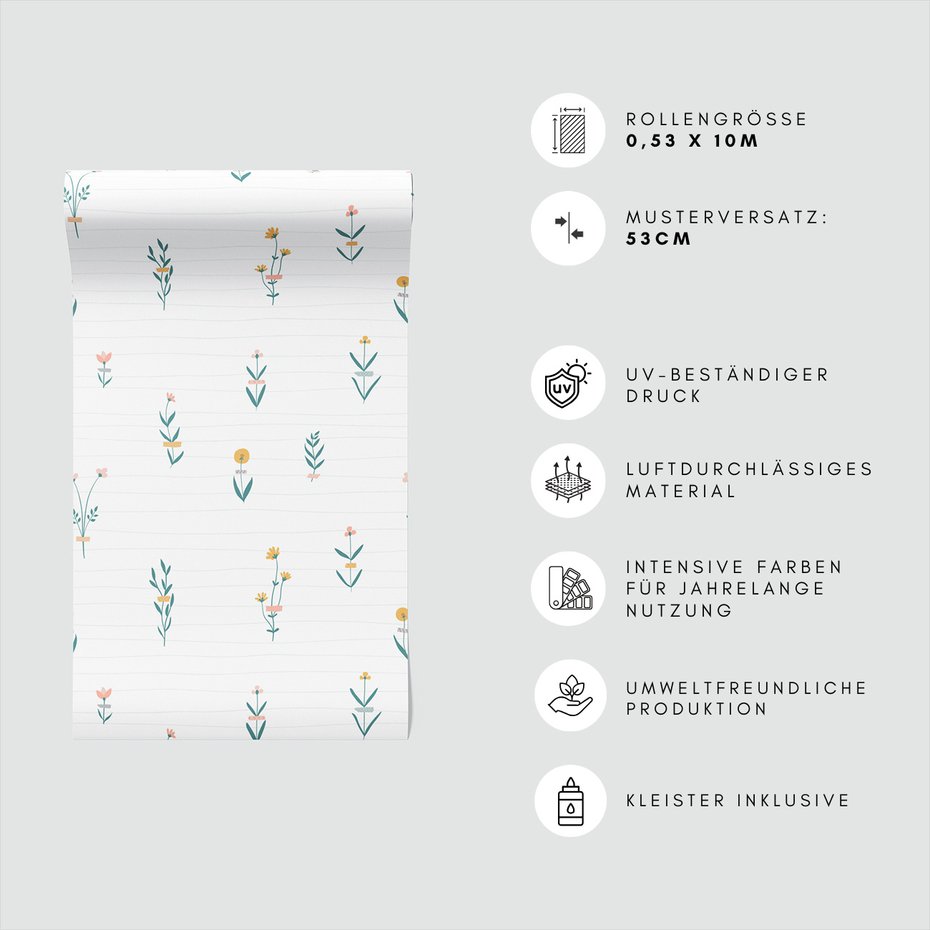 Tapeta - kwiaty, liście, minimalizm