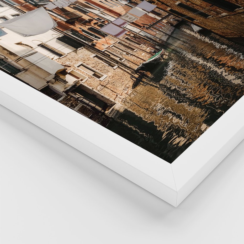Zestaw obrazy w ramie, plakaty - Wenecja, gondola, kanał - rama biała