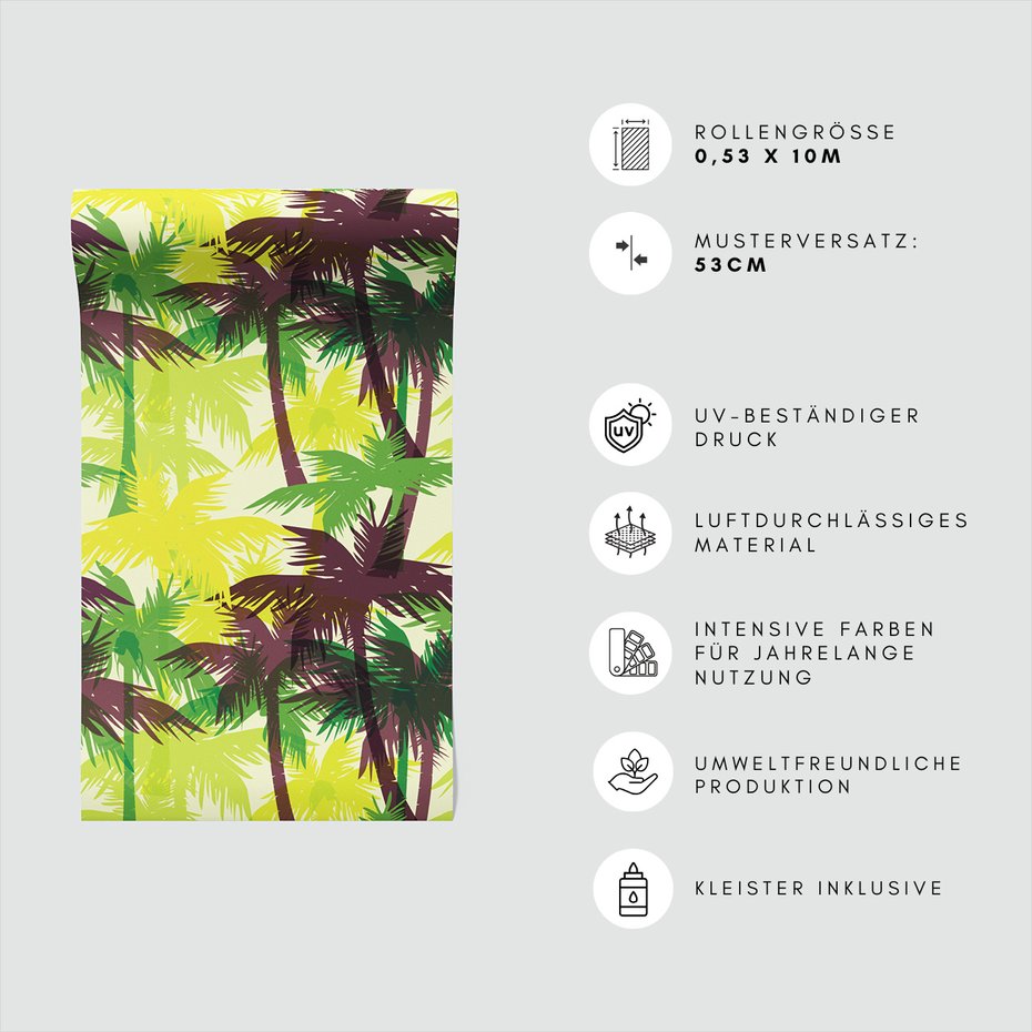 Tapeta - palma, liście, wzór