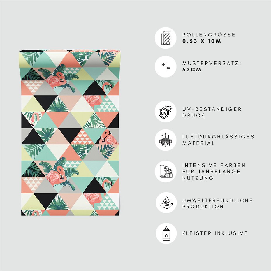 Tapeta - flaming, liście, trójkąty