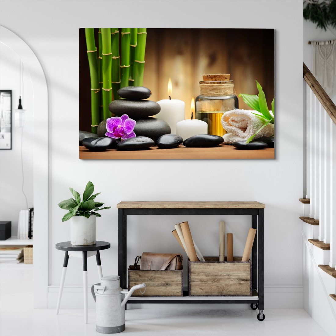 Obraz na płótnie - bambus, kamienie, relaks