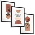 Zestaw obrazy w ramie, plakaty - abstrakcja, liście, kształty - rama czarna