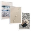 Zestaw obrazy w ramie, plakaty - plaża, morze, piasek - rama biała