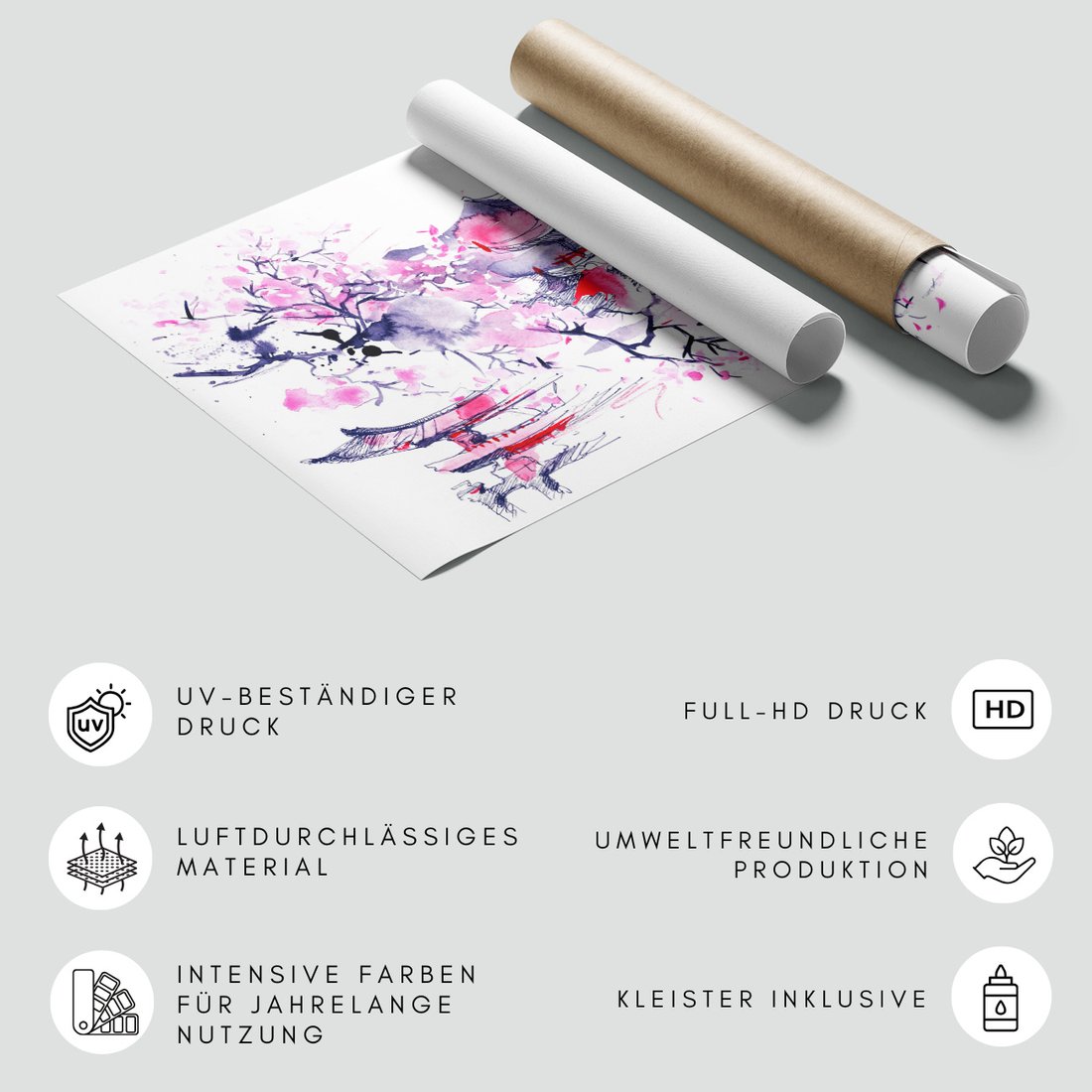 Fototapeta - pagoda, kwiaty, azjatyckie