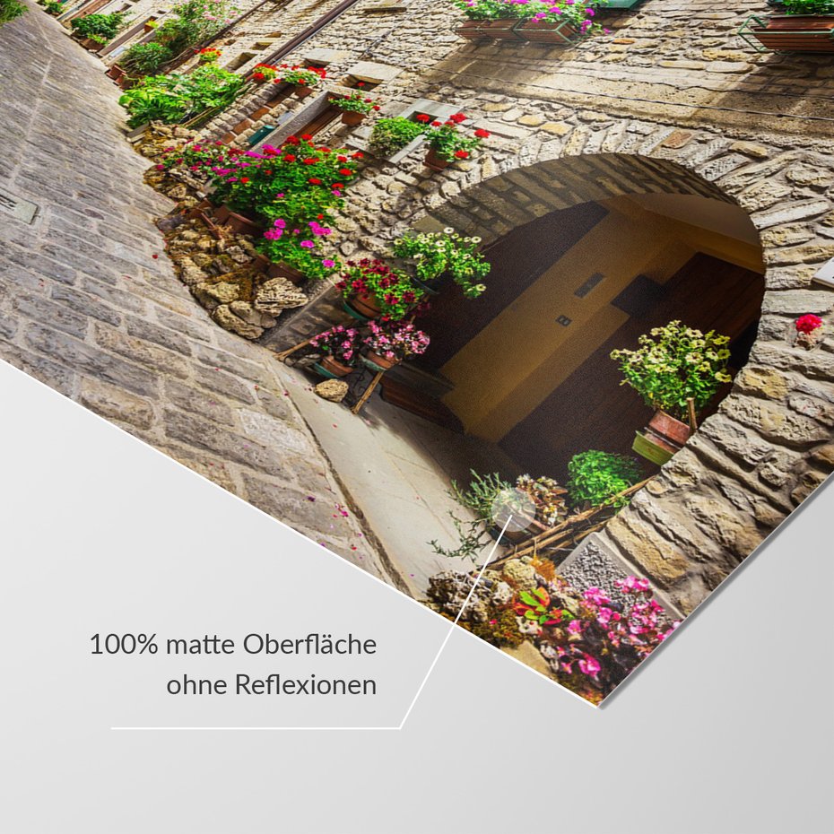 Fototapeta - uliczka, kwiaty, budynki