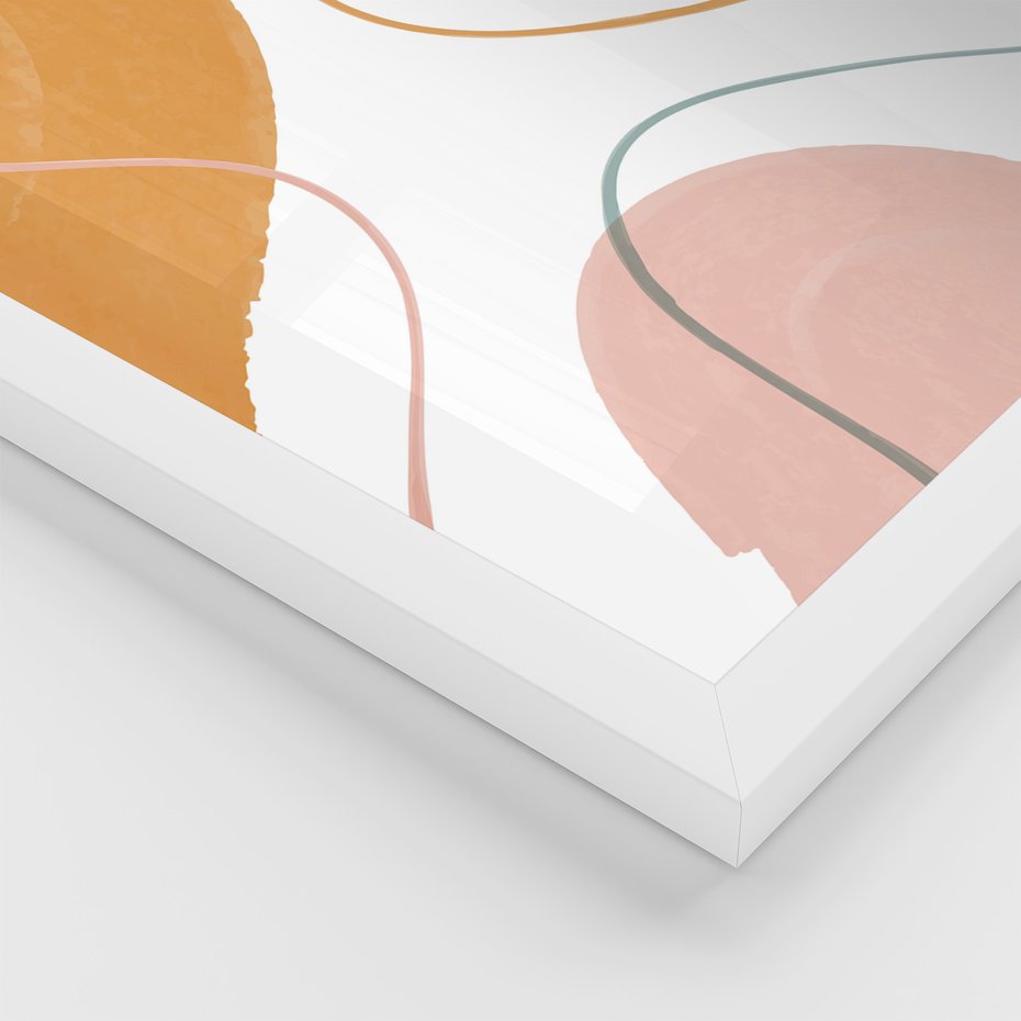 Zestaw obrazy w ramie, plakaty - abstrakcja, pastelowe, kształty - rama biała