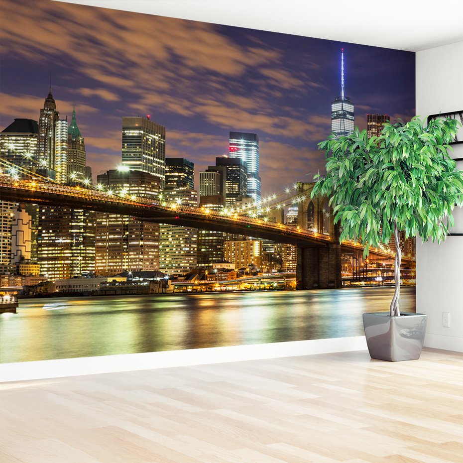 Fototapeta - miasto, most, noc