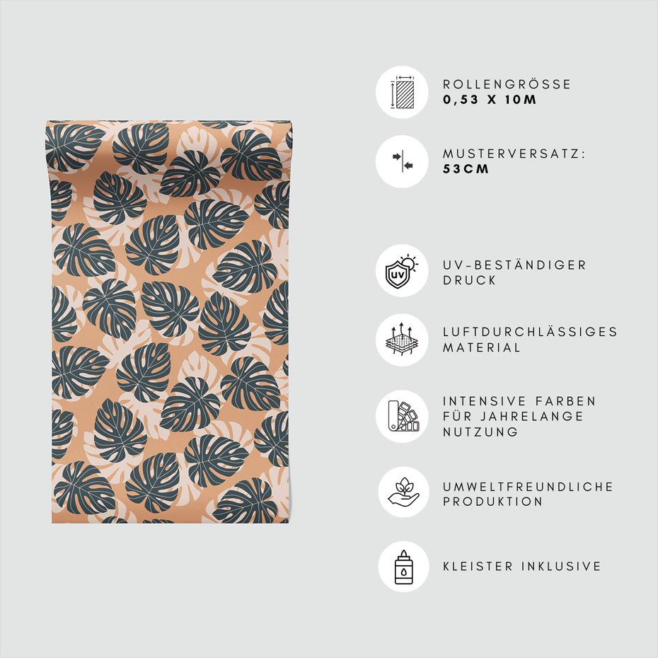 Tapeta - liście, monstera, tło