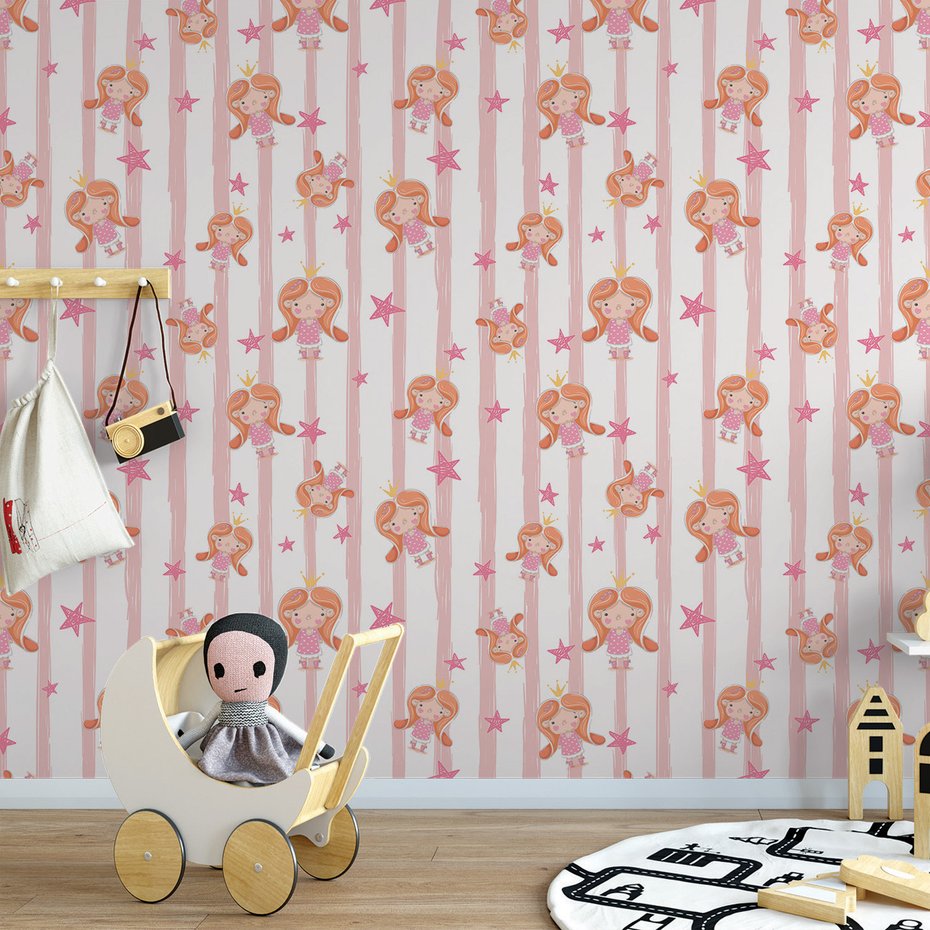 Tapeta - dziecięca, księżniczka, gwiazdy,