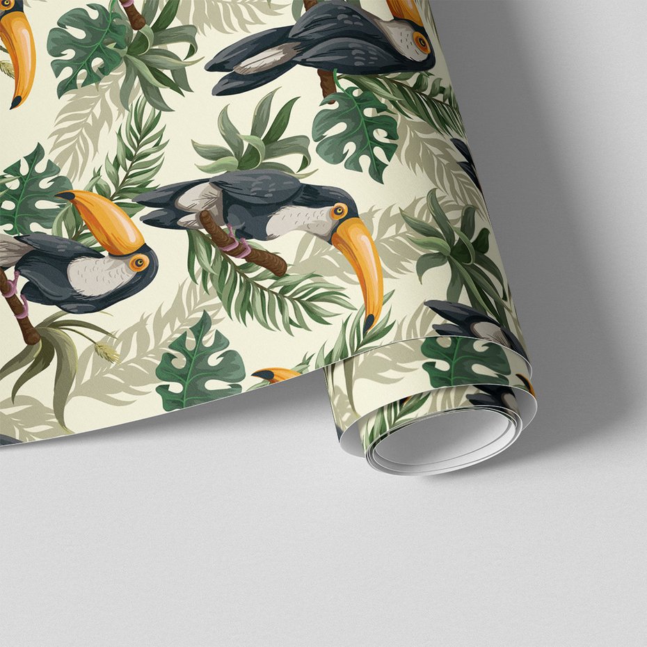 Tapeta - tukany, liście, gałęzie