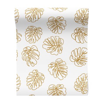 Tapeta - liście, monstera, złoto