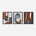 Zestaw obrazy w ramie, plakaty - abstrakcja, geometria, nowoczesność - rama czarna