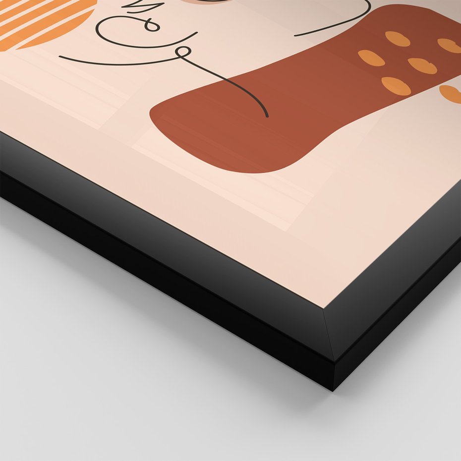 Zestaw obrazy w ramie, plakaty - abstrakcja, boho, minimalizm - rama czarna