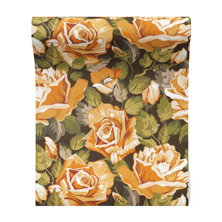 Tapeta - róże, liście, kompozycja