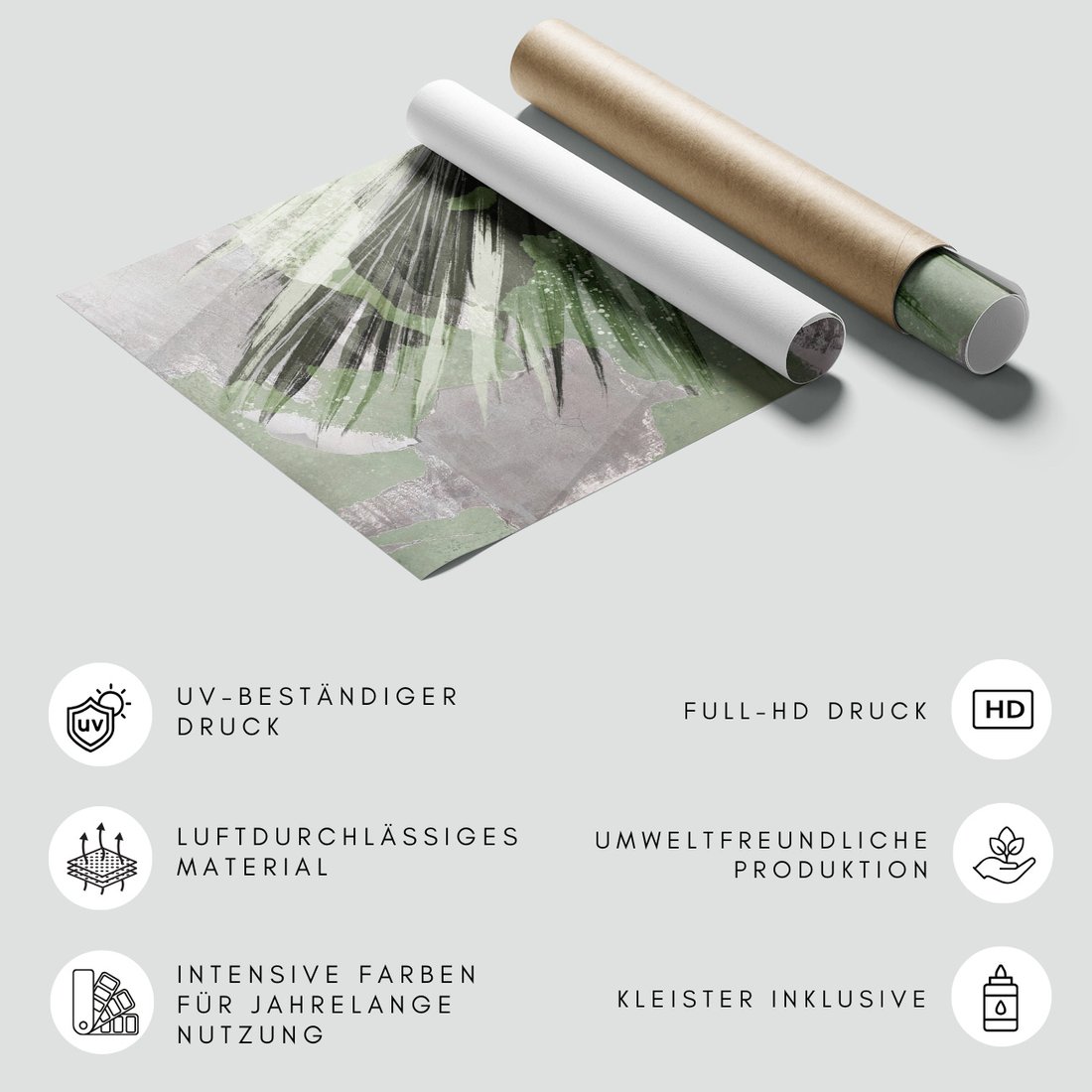 Fototapeta - beton, palmy, liście