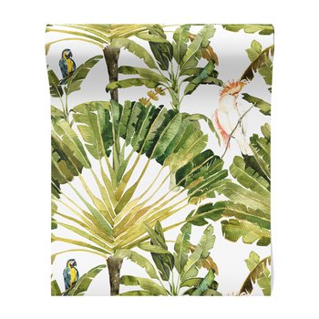 Tapeta - liście, papuga, tropiki