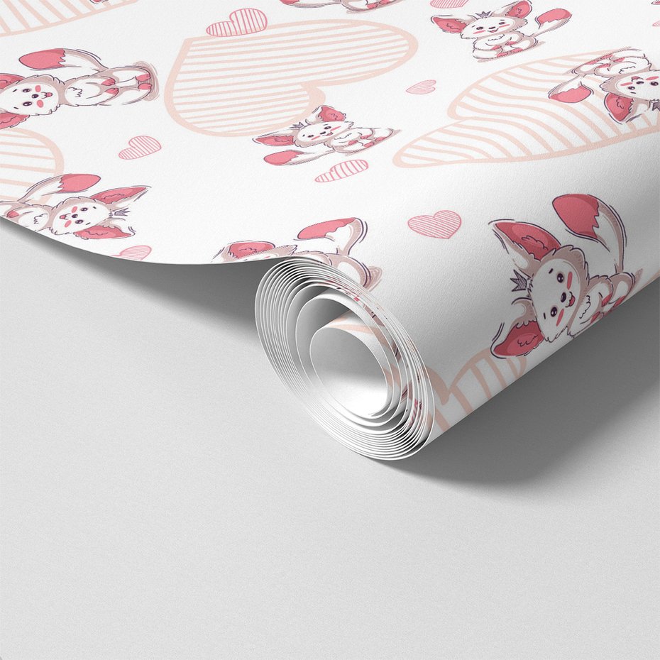 Tapeta - dziecięca, liski, serca