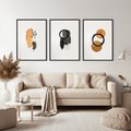 Zestaw obrazy w ramie, plakaty - abstrakcja, geometryczne, kształty - rama czarna