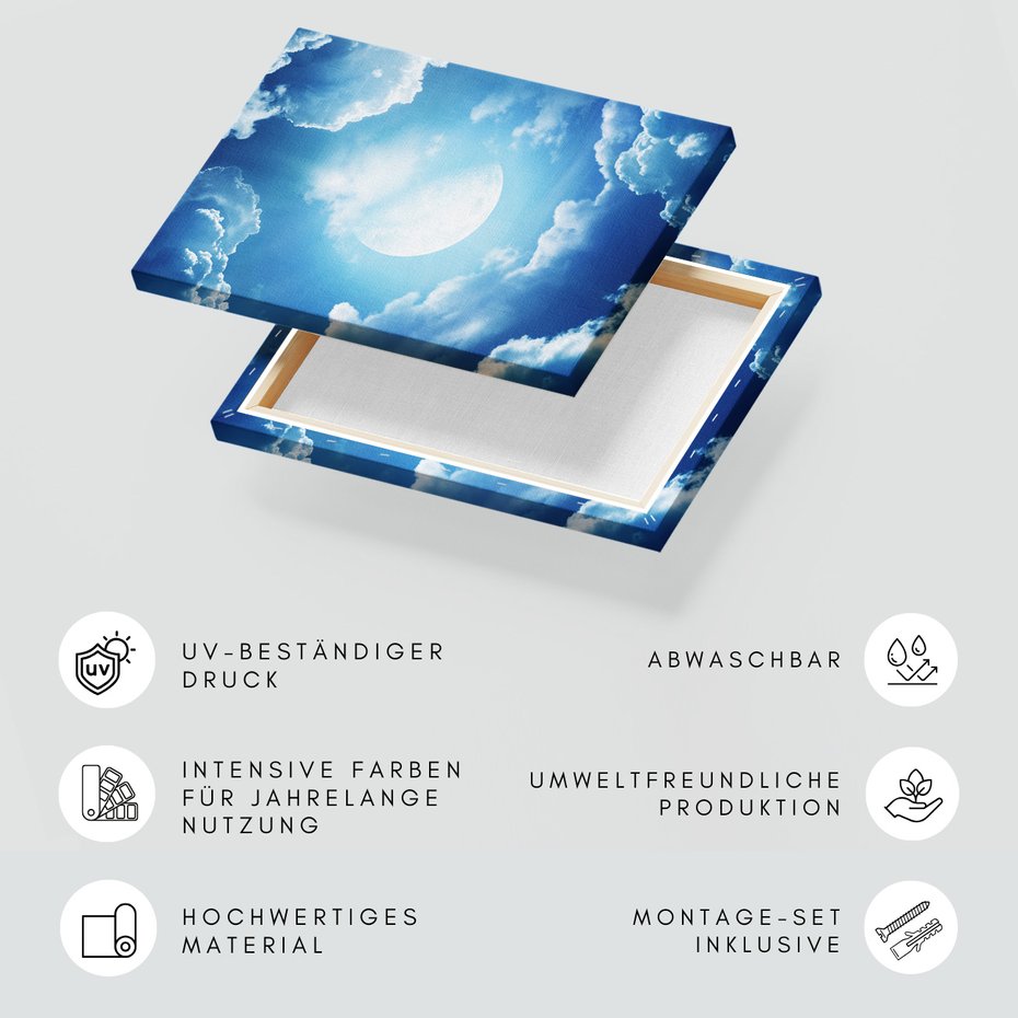 Obraz na płótnie - księżyc, chmury, niebo