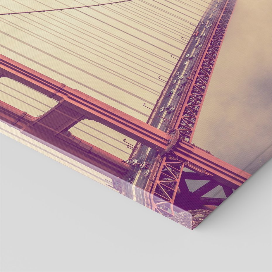 Obraz na płótnie - most, miasto, mgła