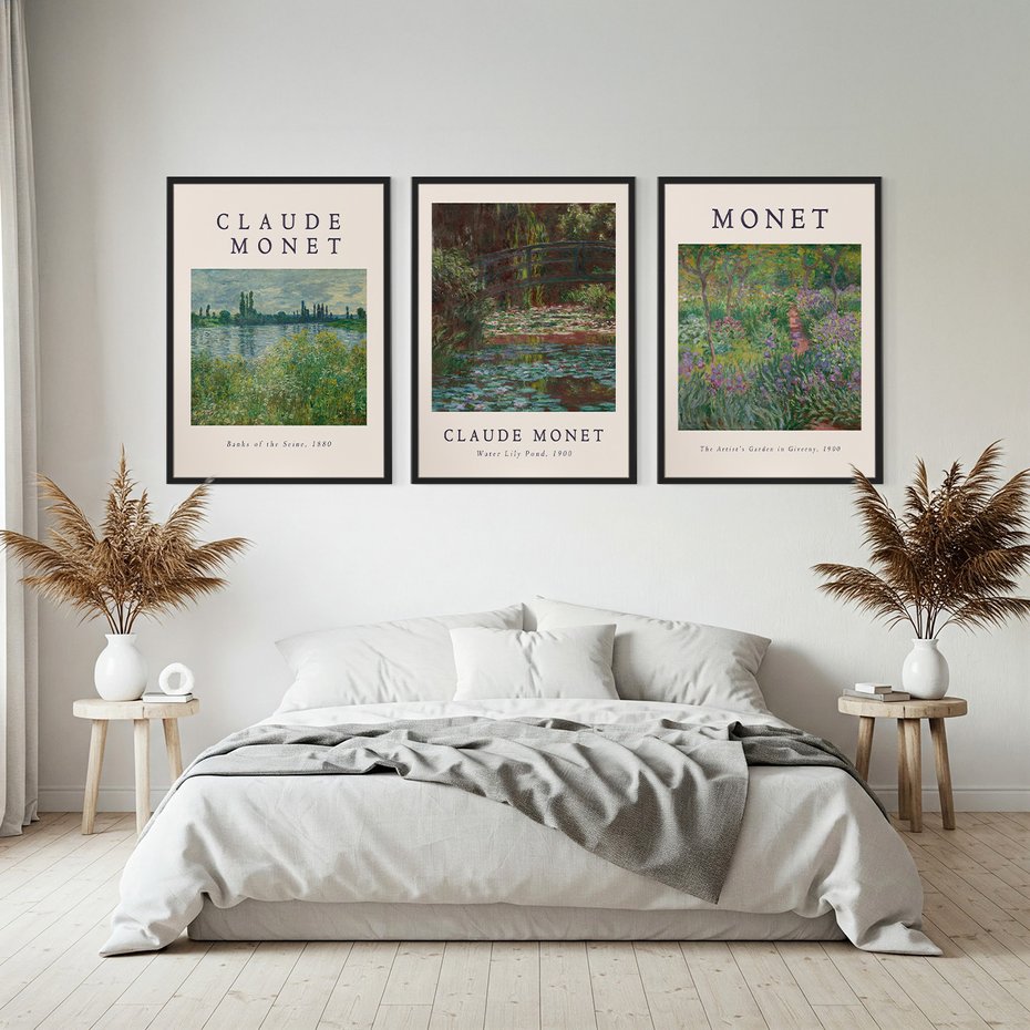 Zestaw obrazy w ramie, plakaty - Monet, Impresjonizm, Natura - rama czarna