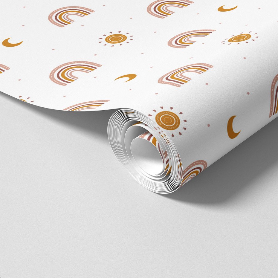 Tapeta - dziecięca, tęcza, słońce, księżyc